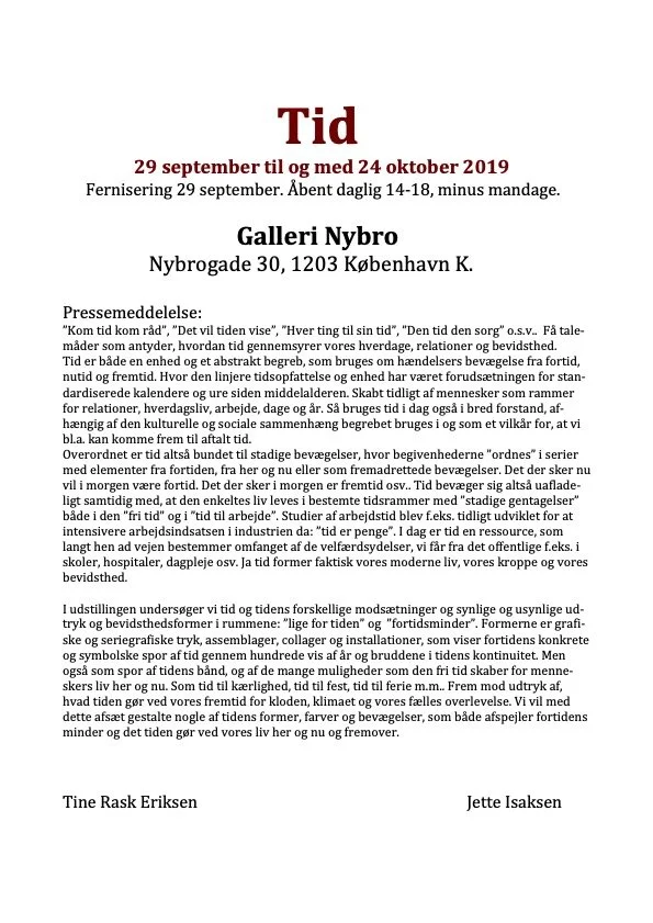 Tid, pressemeddelelse