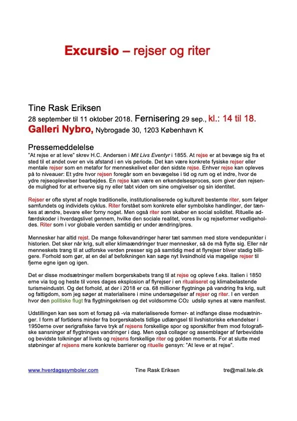 Excursio - rejser og ritter, pressemeddelelse