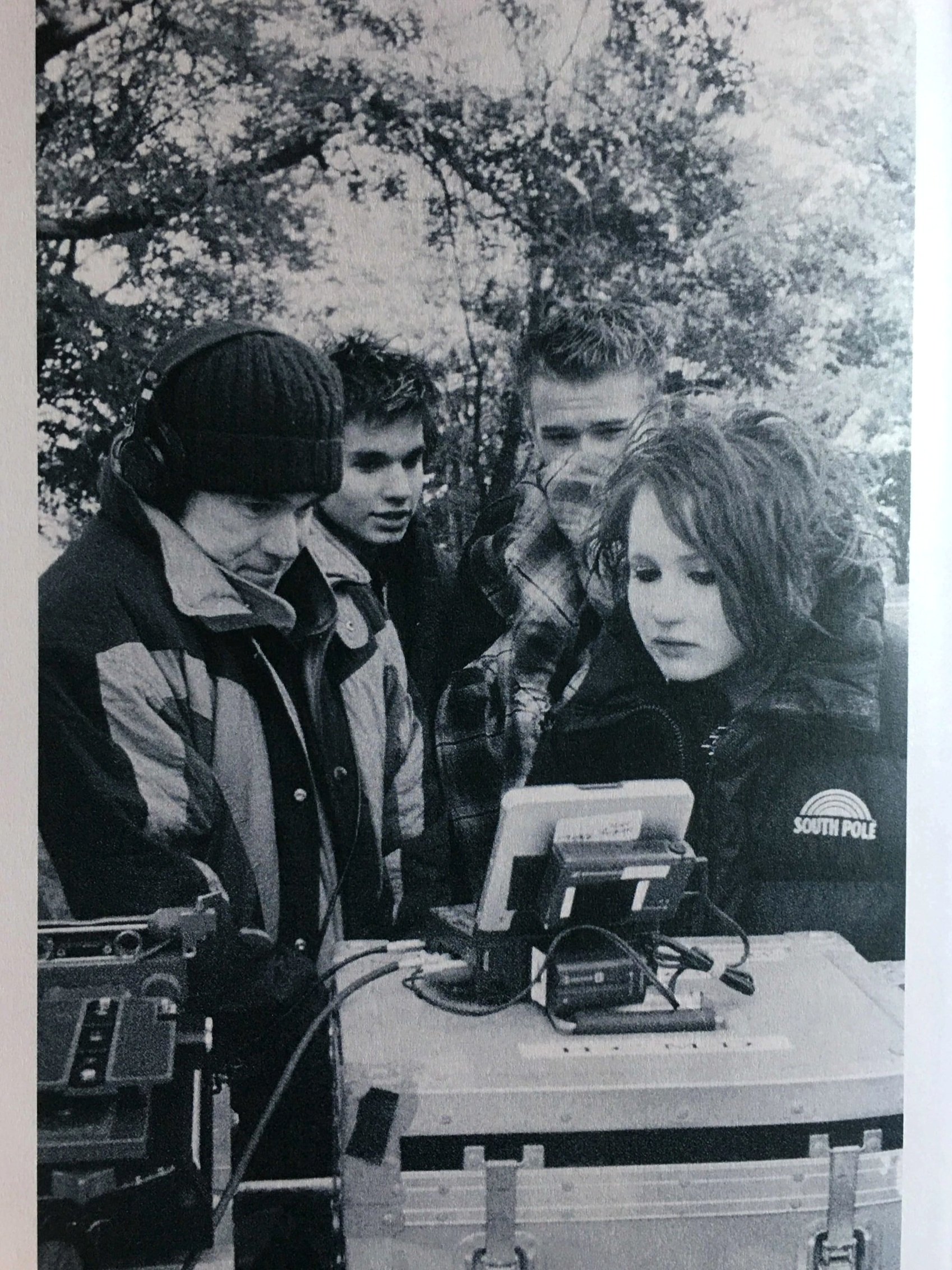 Cast with Gus Van Sant on the set of Paranoid Park