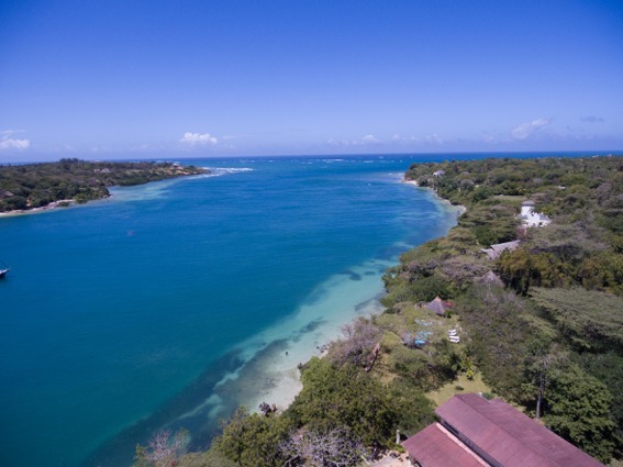 View of Kilifi Creek from above the roof of Creek View House