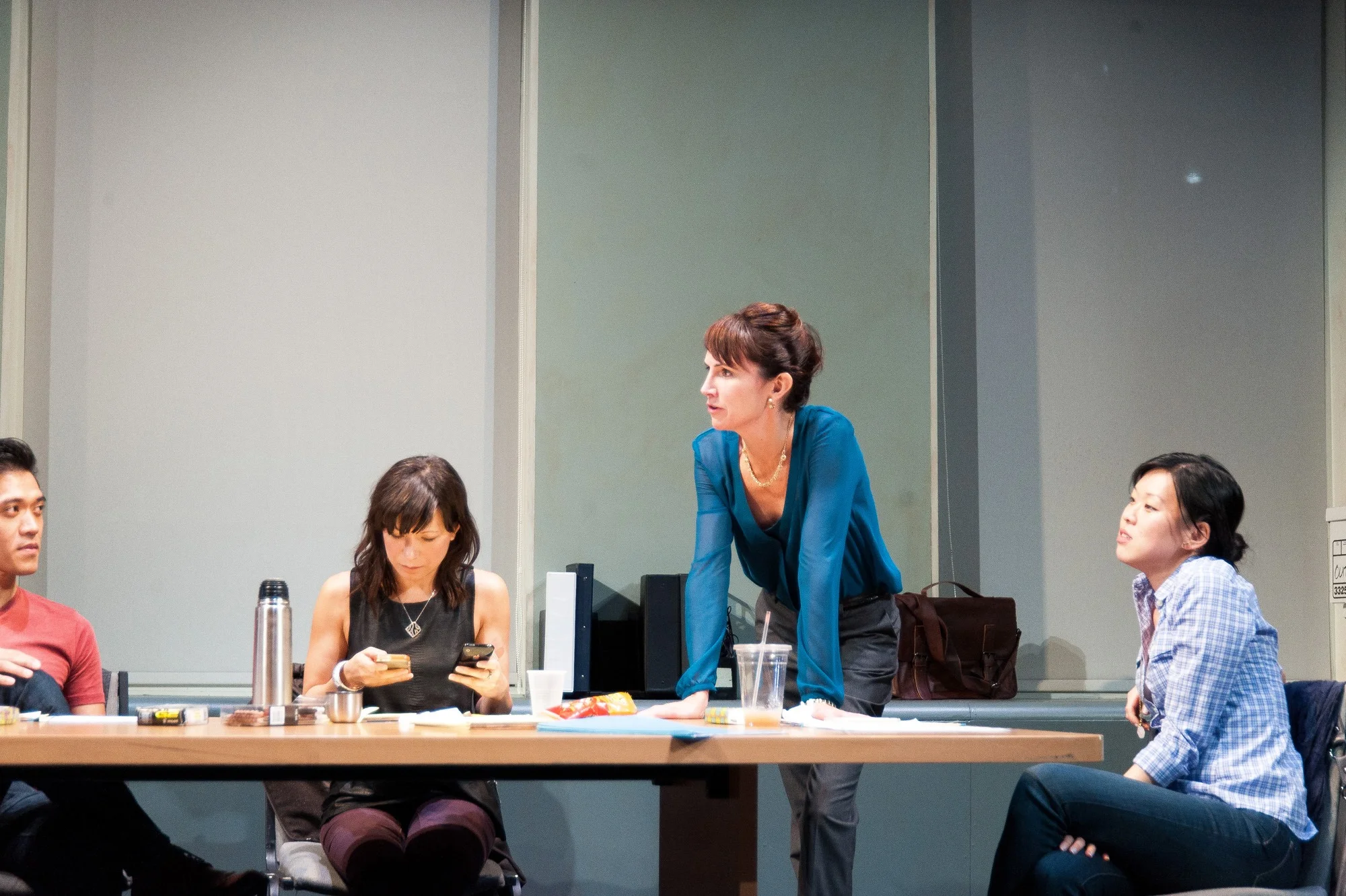 Moses Villarama, Julienne Kim, Julie Fitzpatrick, Jeena Yi in Han Ong's "Chairs and a Long Table"