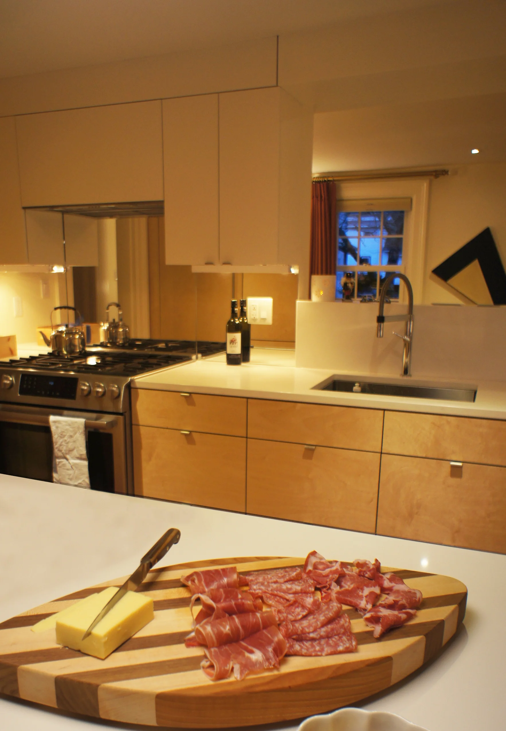Servery with dining room beyond.