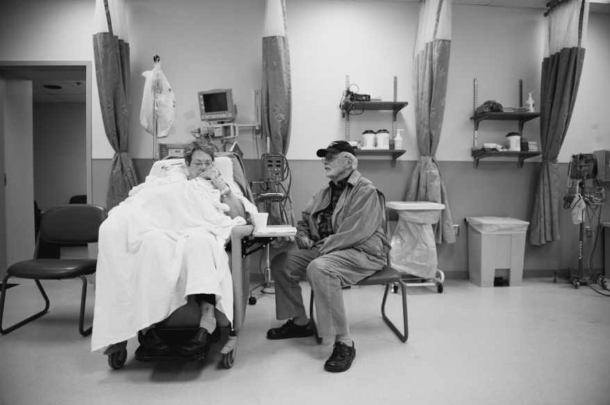  Lou waits for Roz to be released after spending 14 hours in the hospital for her shoulder surgery. 