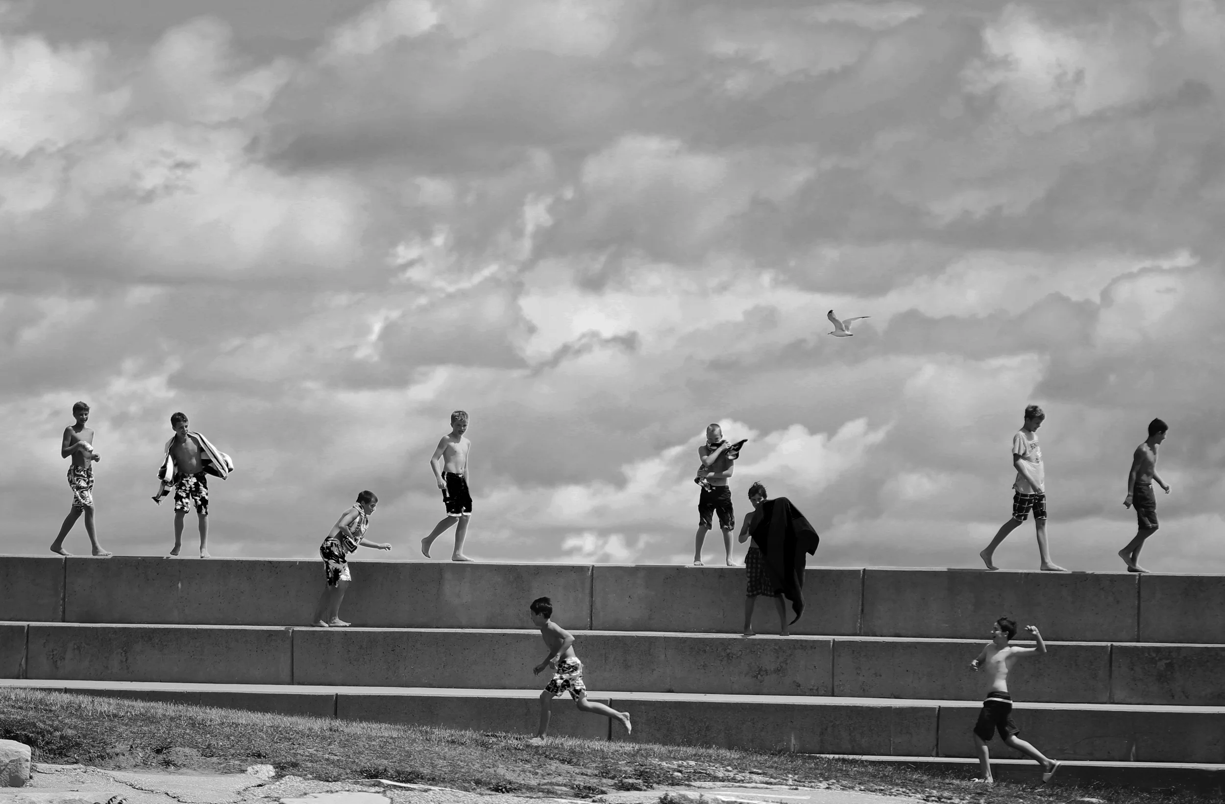 Children play at 12th St. Beach in Chicago on August 13, 2013 after high levels of e. coli and rip tides forced people out of the water. 