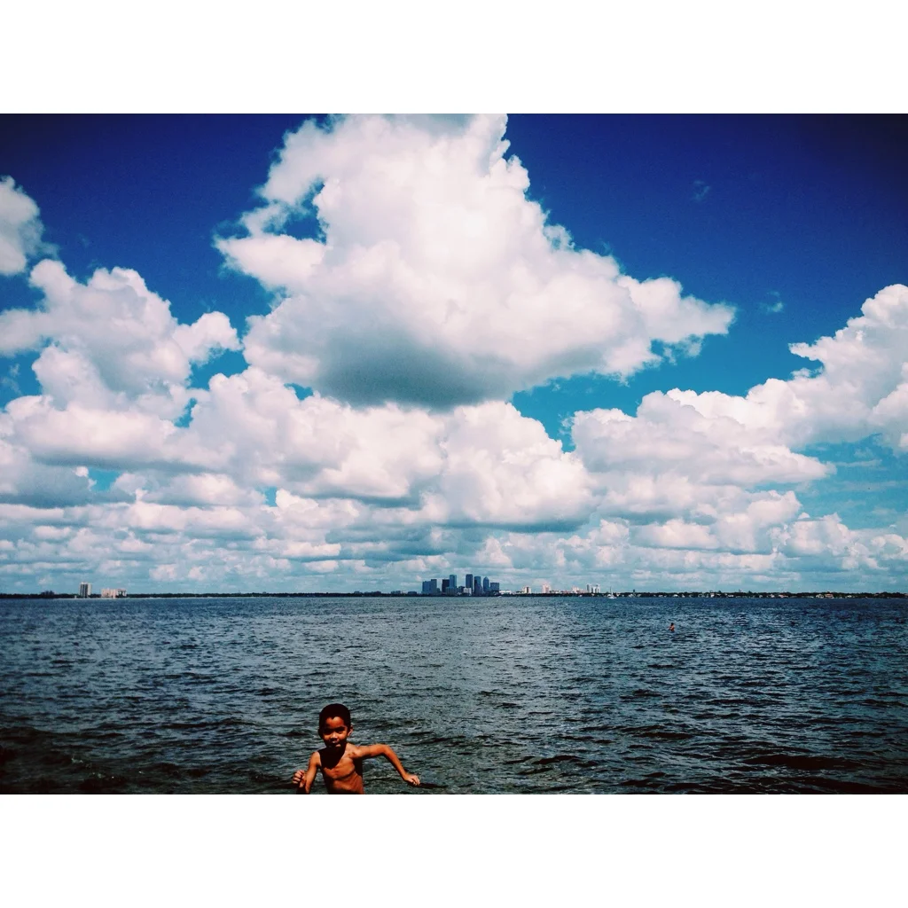  Family fishing by the bay.  Tampa, FL. 