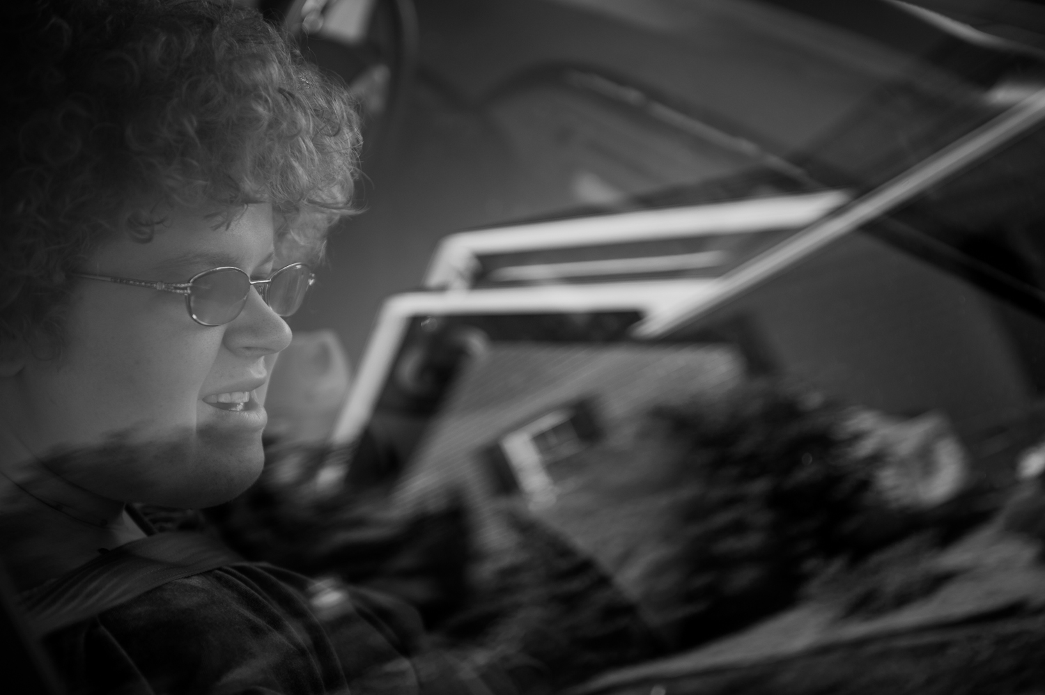  Casey looked at her new home in Jasper, IN from the passenger seat of Janice's car on June 14, 2014. &nbsp;Casey now resides with two other residents under 24-hour care in that home. &nbsp;However, Janice often picks her up on the weekends for the d