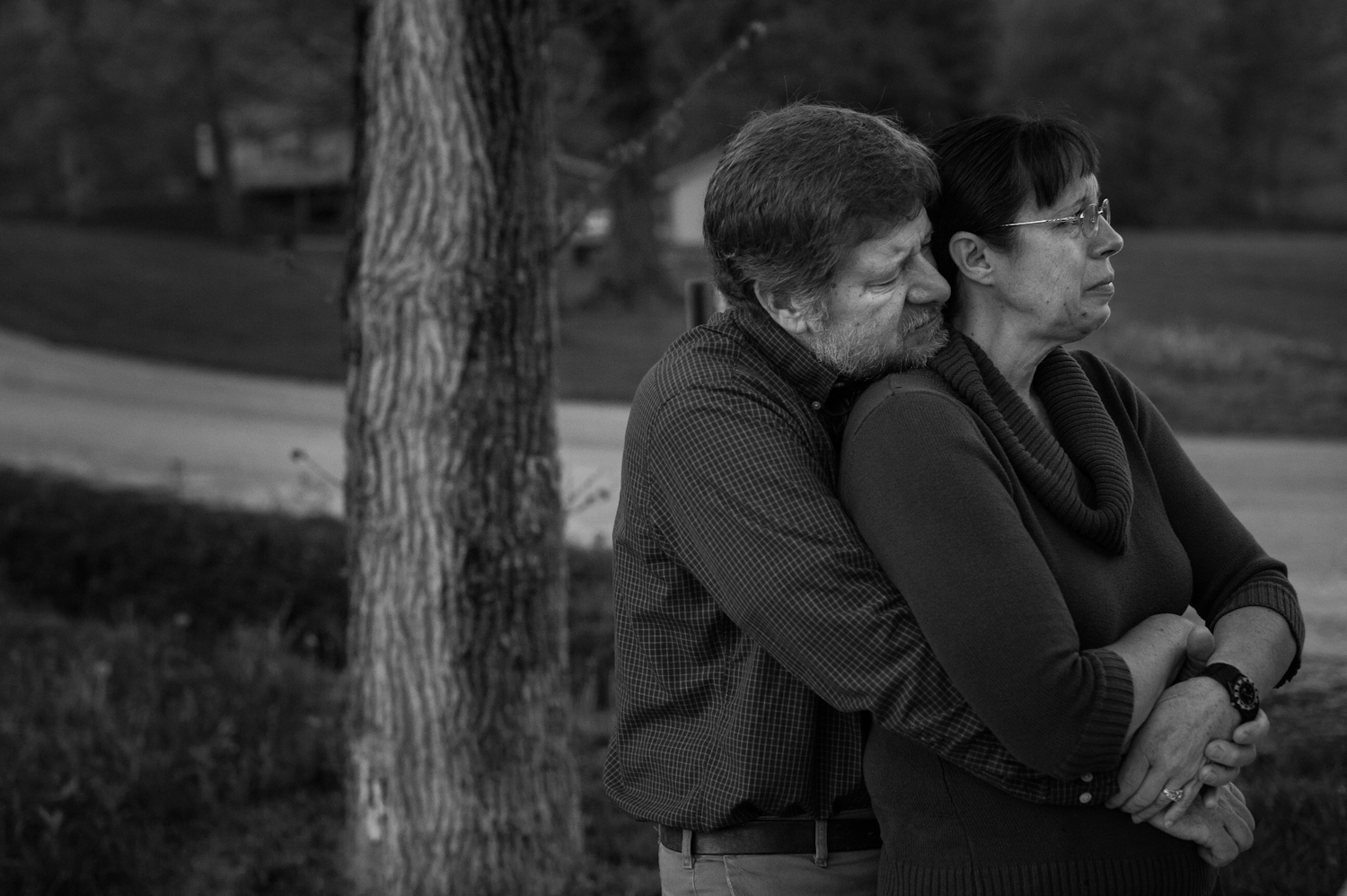  Doug embraced Janice as Casey's school bus pulled away from their driveway for the last time on May 1, 2014. &nbsp;Casey did not come home from school that day, but was picked up by her new caretakers and taken to her new home in Jasper, IN. &nbsp;"
