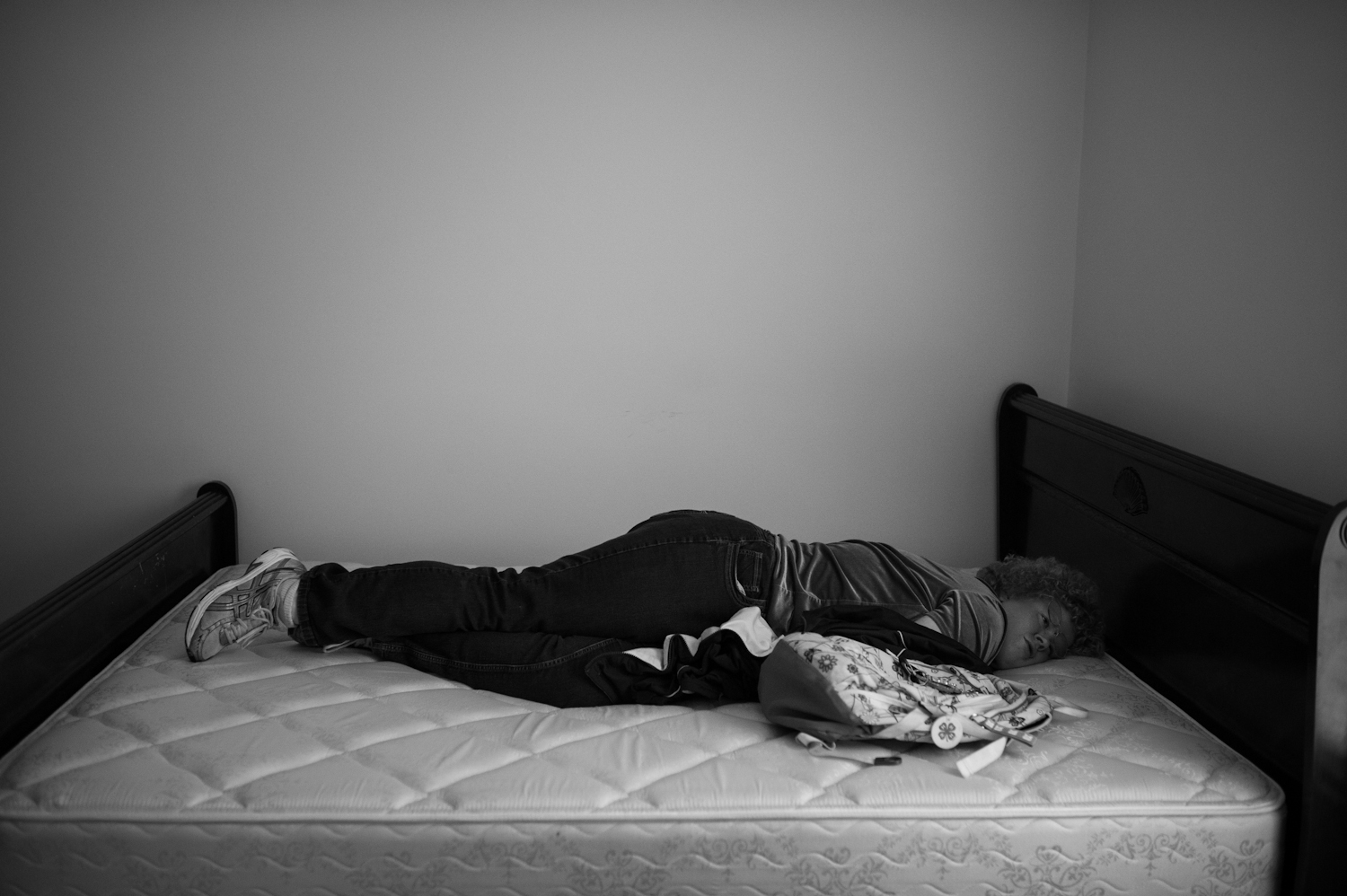  After arriving at her new home in Jasper, IN for the first time without her parents on May 1, 2014, Casey went to her room and stayed laying in the same position for hours on her unmade bed.&nbsp; 