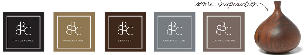Simple, clean type and soothing neutrals inspired the labels. I took cues from nature, like wood grain, cork and sand.