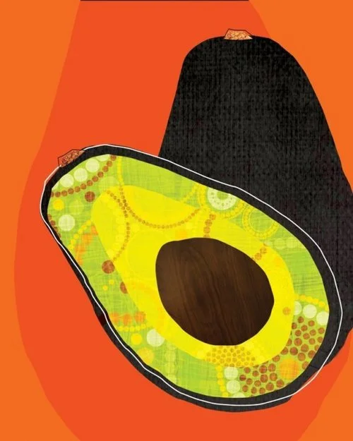 Avocado on orange
