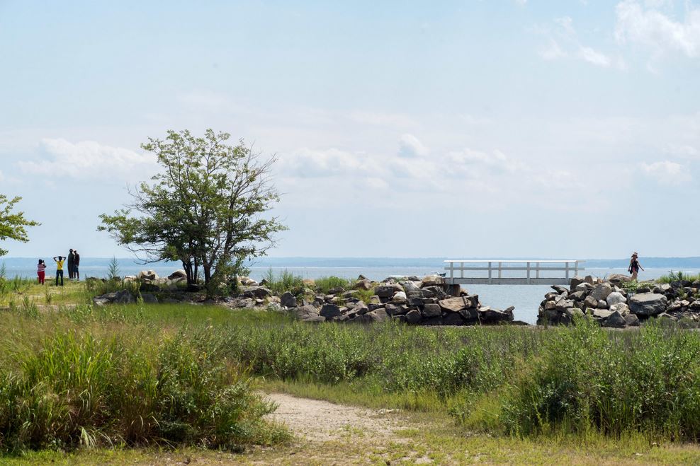Looking across Long Island Sound from Greenwich Point Park in Old Greenwich.