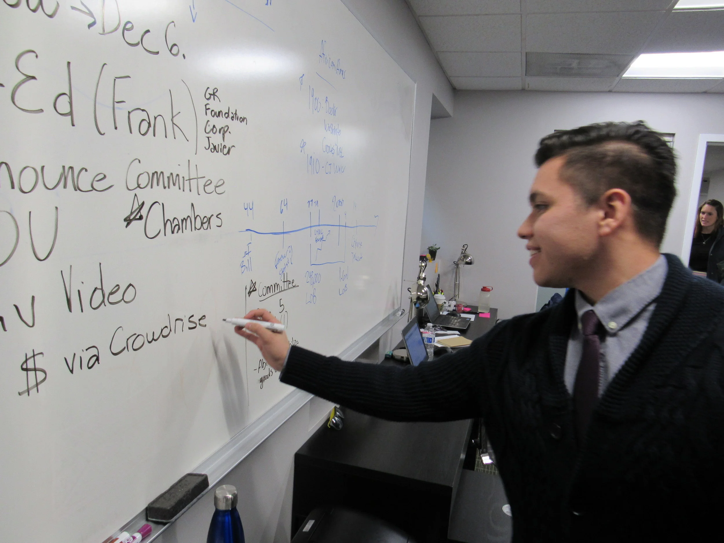 Dominican University student raul Navarrete speaks on his experience at the United States Hispanic Chamber of Commerce Foundation
