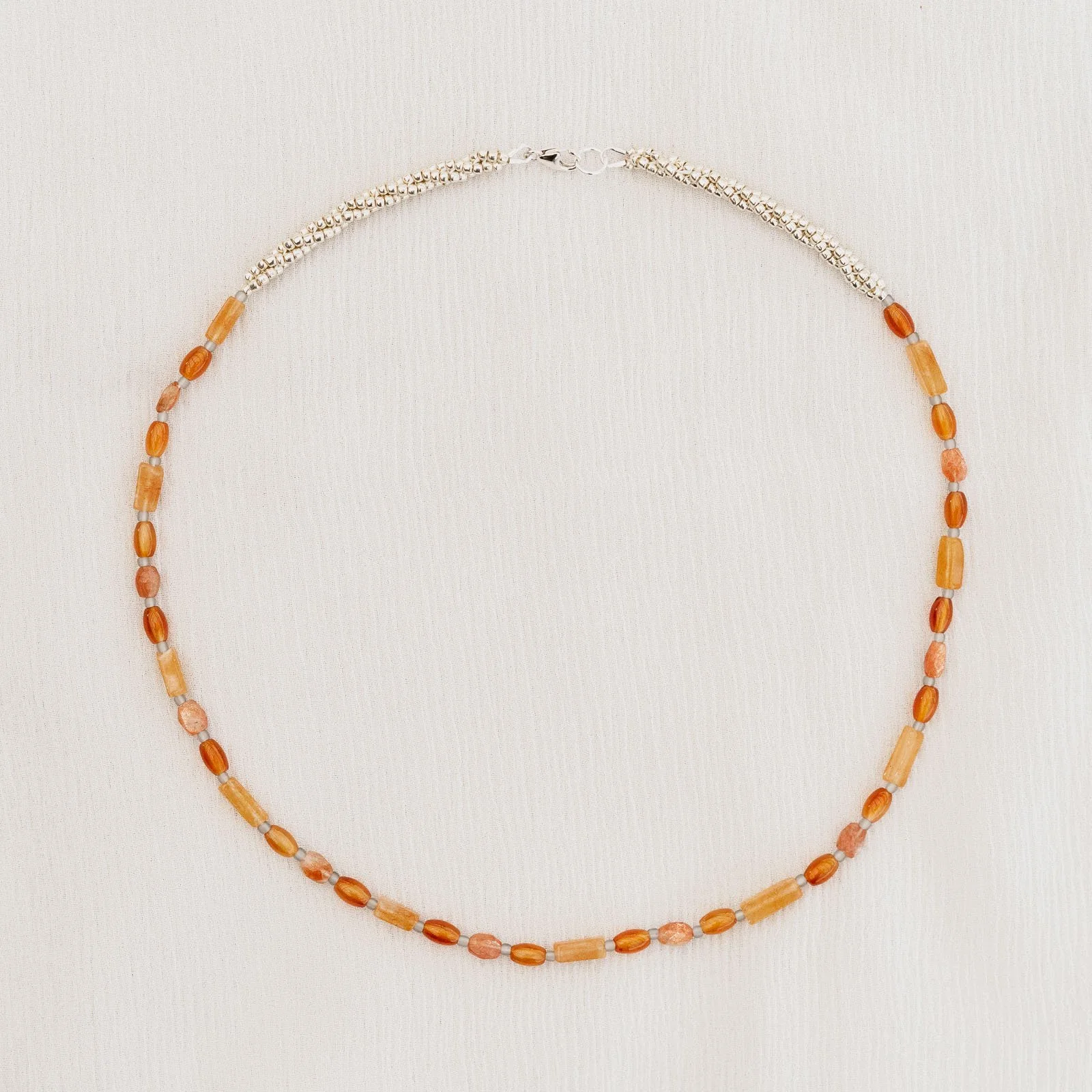 Sunstone + Carnelian + Peach Aventurine necklace