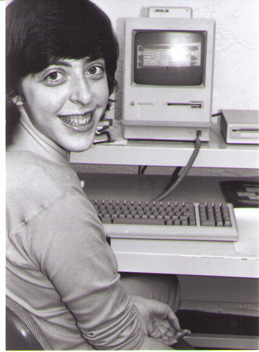 Susannah Sheffer working on our original Macintosh that created many the materials reproduced on this site.