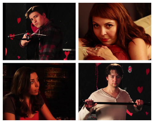 Clockwise from top left: Josh Heine (Cupid), Jo Bozarth (Eros), Kiera Anderson (Josephine) and Bradford Anderson (Achilles)