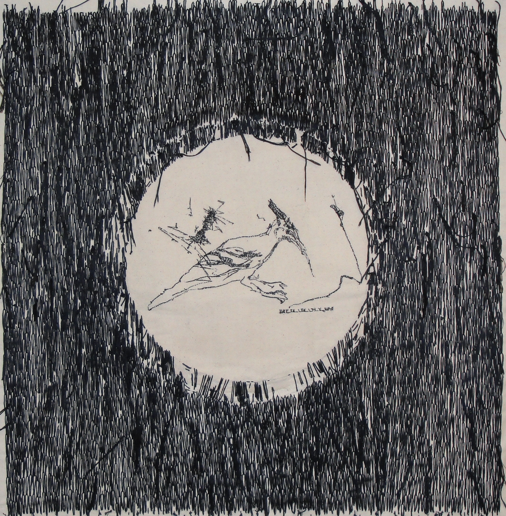   Certain Knowledge  (2010), Needlework and mixed media on canvas, 150 * 150 cm 