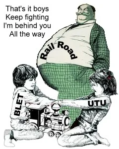 Another cartoon ROCU used to draw attention to the counterproductive divisiveness between the unions of the operating crafts.