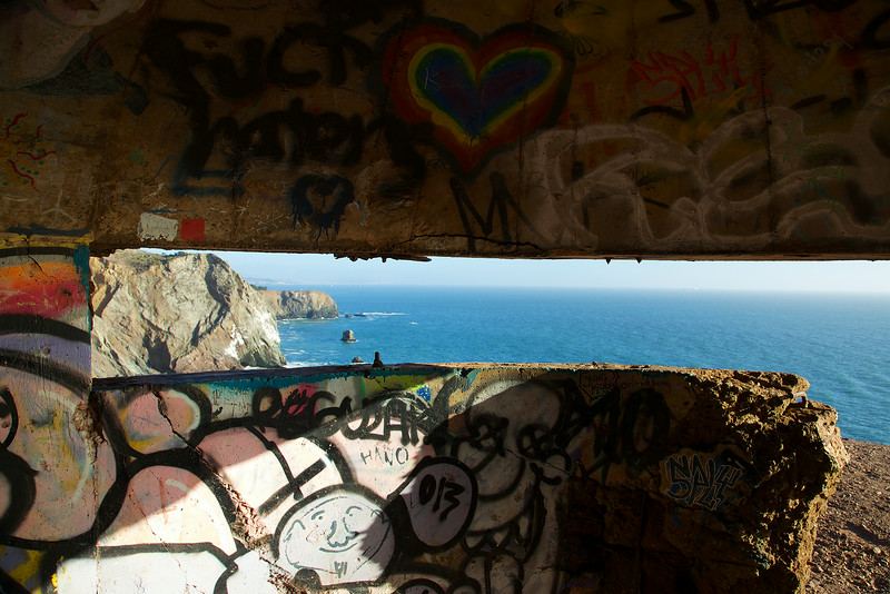 Inside the lookout bunker, looking to the cliffs