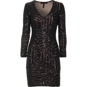 BCBGMAXAZRIA - Black Morris Sequined Cocktail Dress