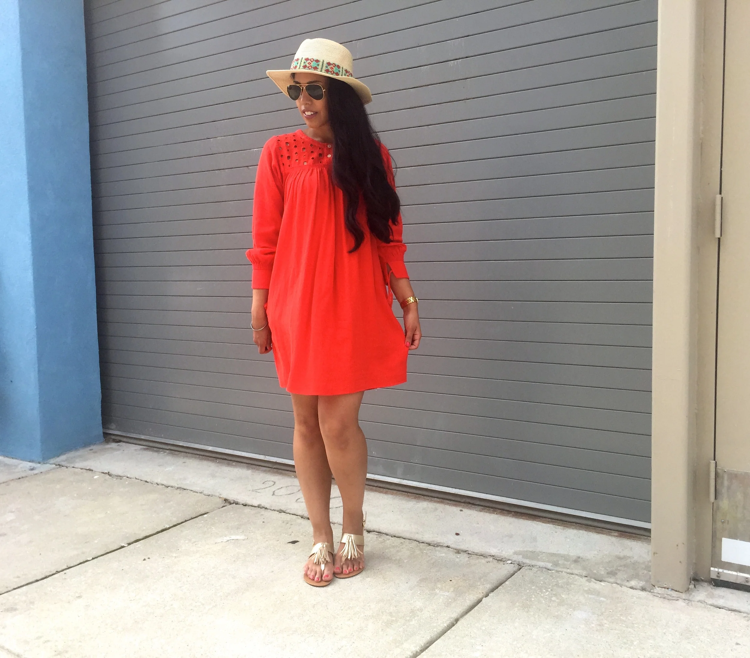 madewell red eyelet dress