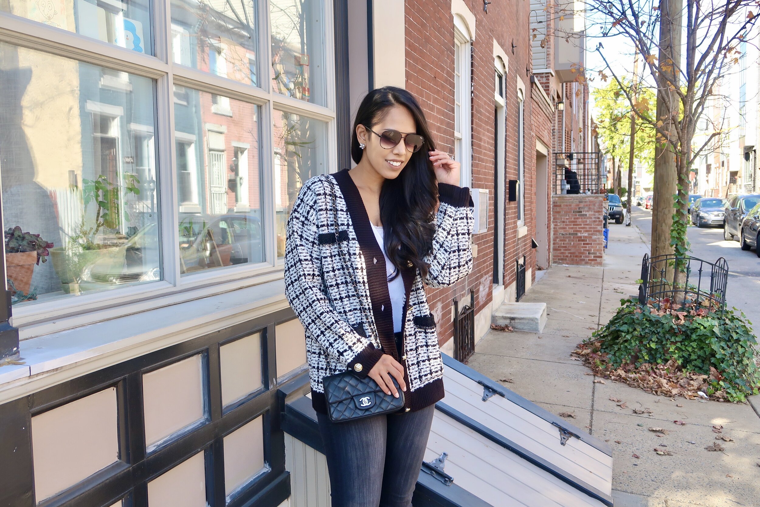 zara tweed cardigan