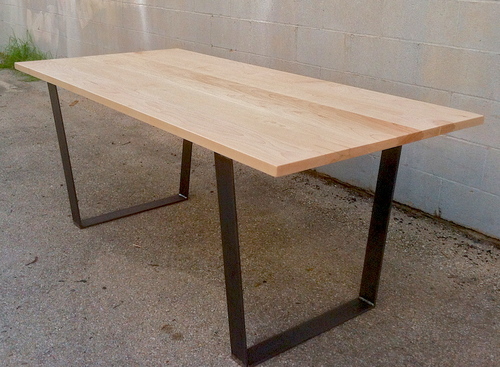 Maple Steel Leg Dining Table.jpeg