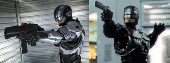 RoboCop '14 & RoboCop '87. The original has more gestural flair, and so does the movie he's in.
