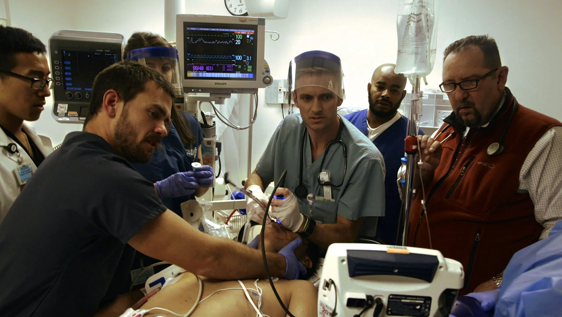 Danny Cheng, M.D., Dave Pomeranz, M.D., Ryan McGarry, M.D., and Billy Mallon, M.D. in McGarry's documentary Code Black.