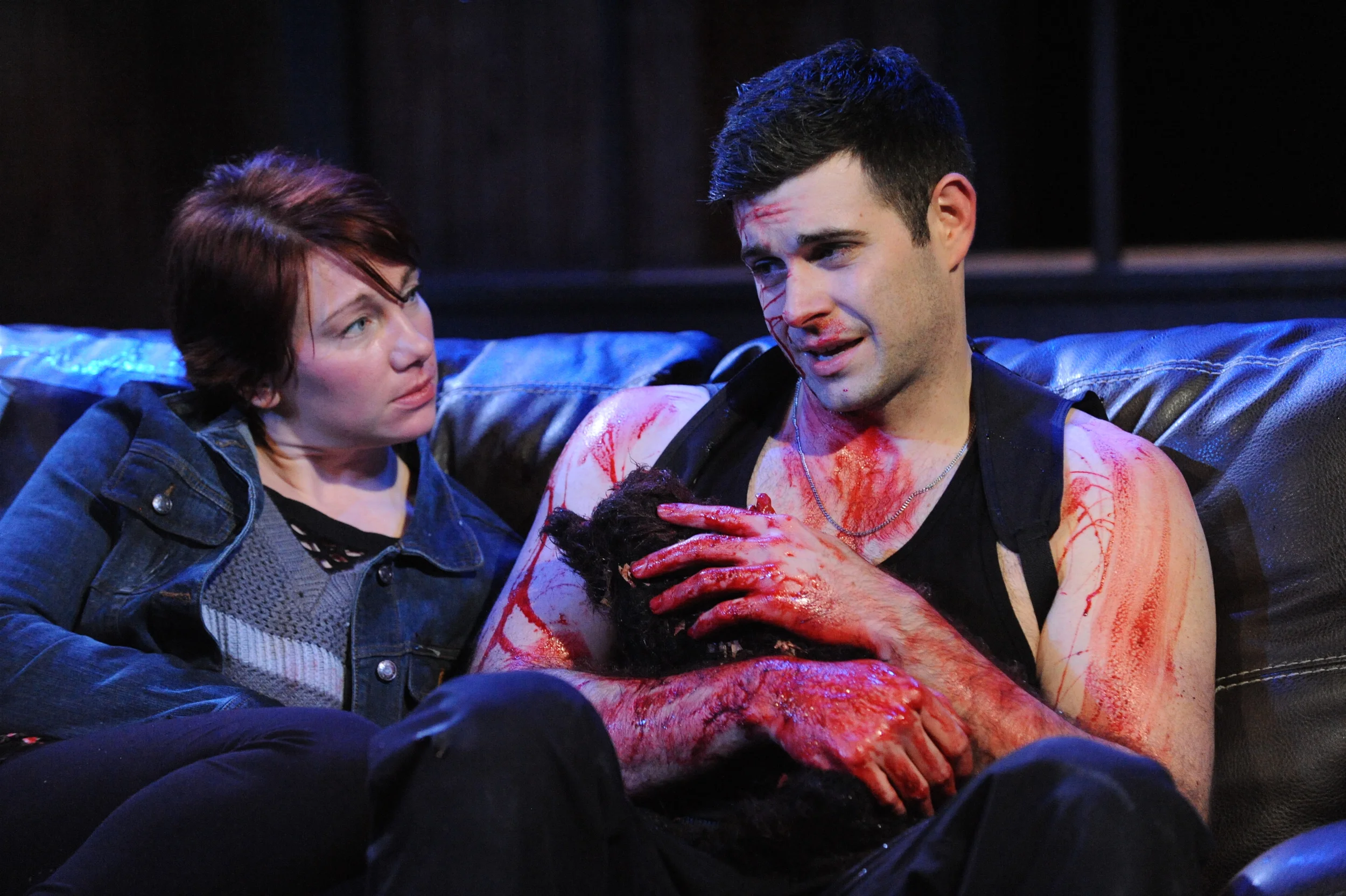 Megan Dominy and Thomas Keegan get bloody (Constellation Theatre Co.)