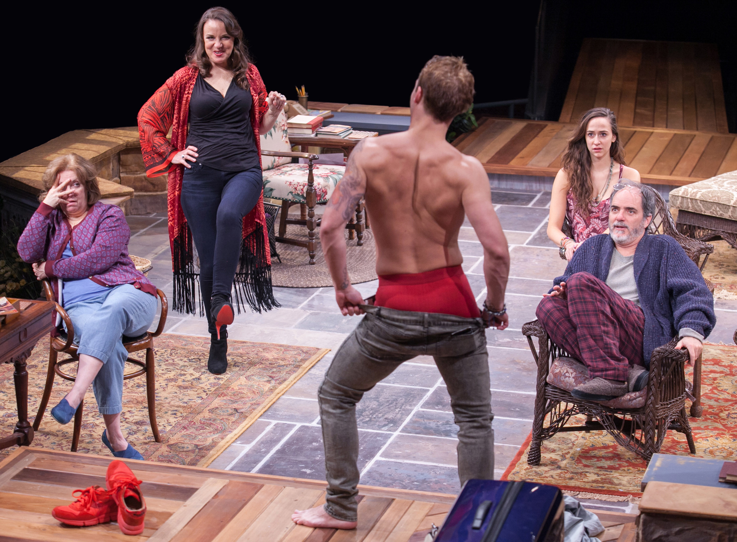  herri L. Edelen, Grace Gonglewski, Jefferson Farber , Rachel Esther,&nbsp;and Eric Hissom in  Vanya and Sonia and Masha and Spike.  (C. Stanley Photography) 