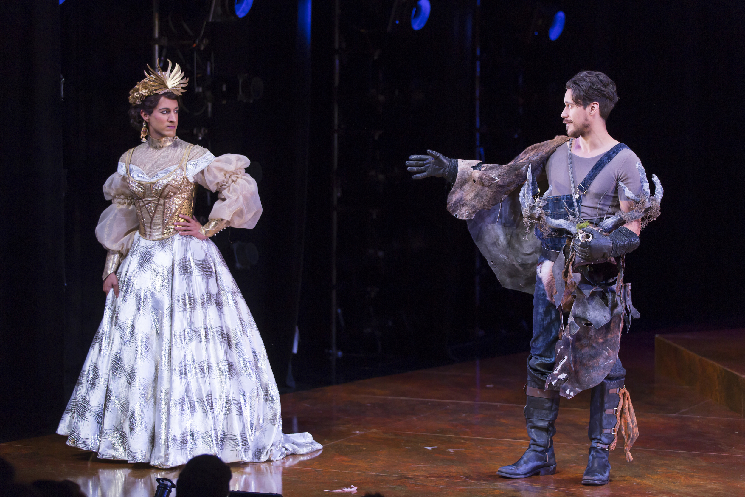  Maulik Pancholy as Katherina and Peter Gadiot as Petruchio in  The Taming of the Shrew. &nbsp;(Scott Suchman) 