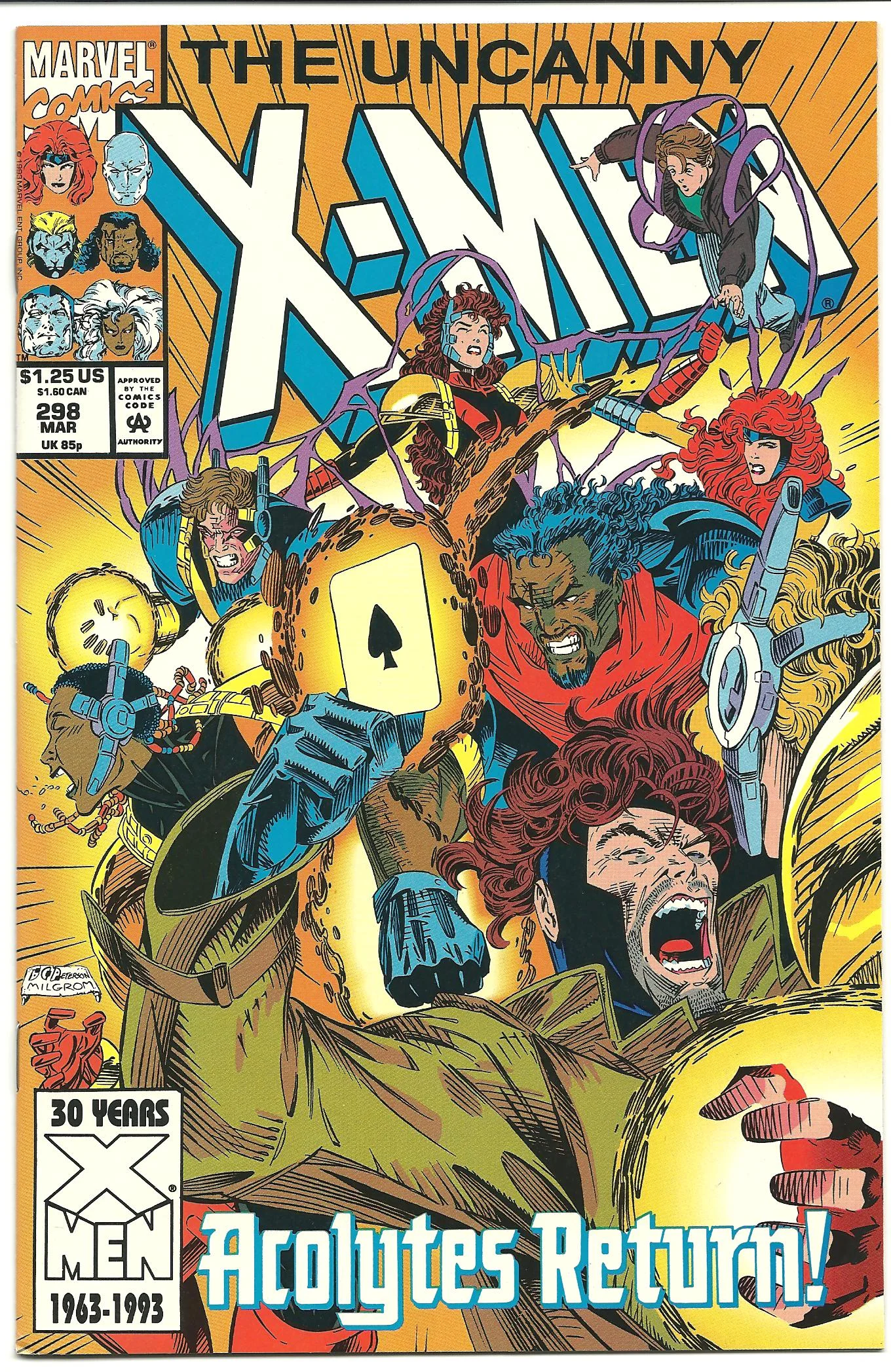 My term buying The Uncanny X-Men faithfully each month had ended by issue 298, cover-dated March 1993. Neither Daoud nor I could I.D. anyone on the cover other than Bishop and Gambit.