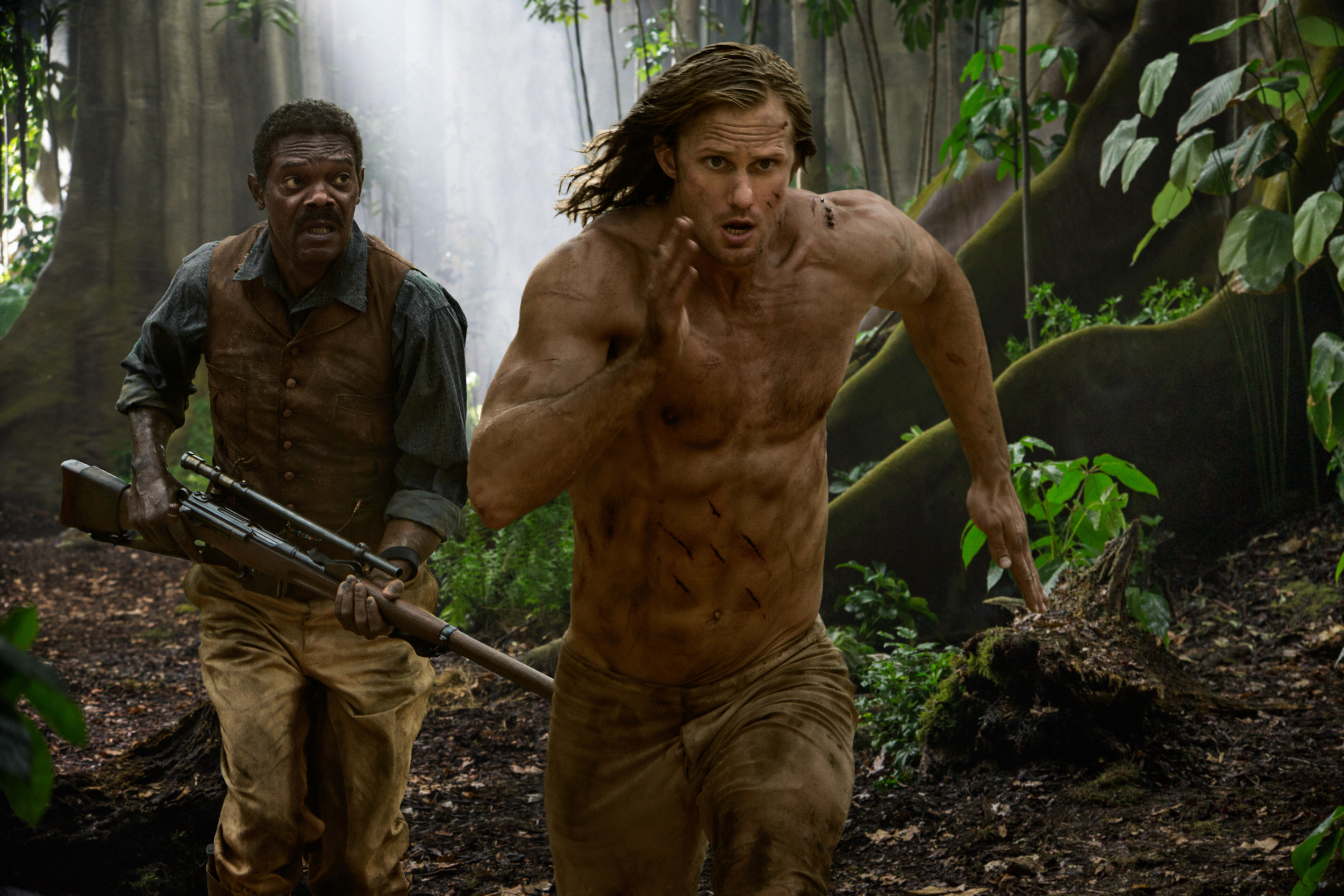 Samuel L. Jackson as real-life Renaissance man George Washington Williams, with Alexander Skarsgård as fictional he-man Tarzan. (Jonathan Olley)