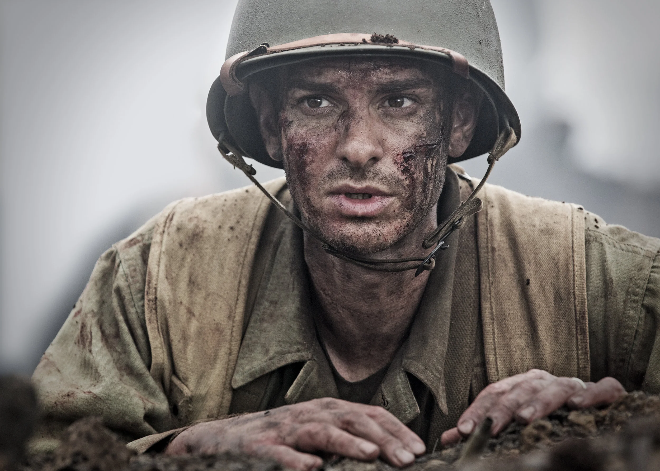 Andrew Garfield as conscientious objector and Medal of Honor winner Desmond T. Doss in Hacksaw Ridge. (Lionsgate)
