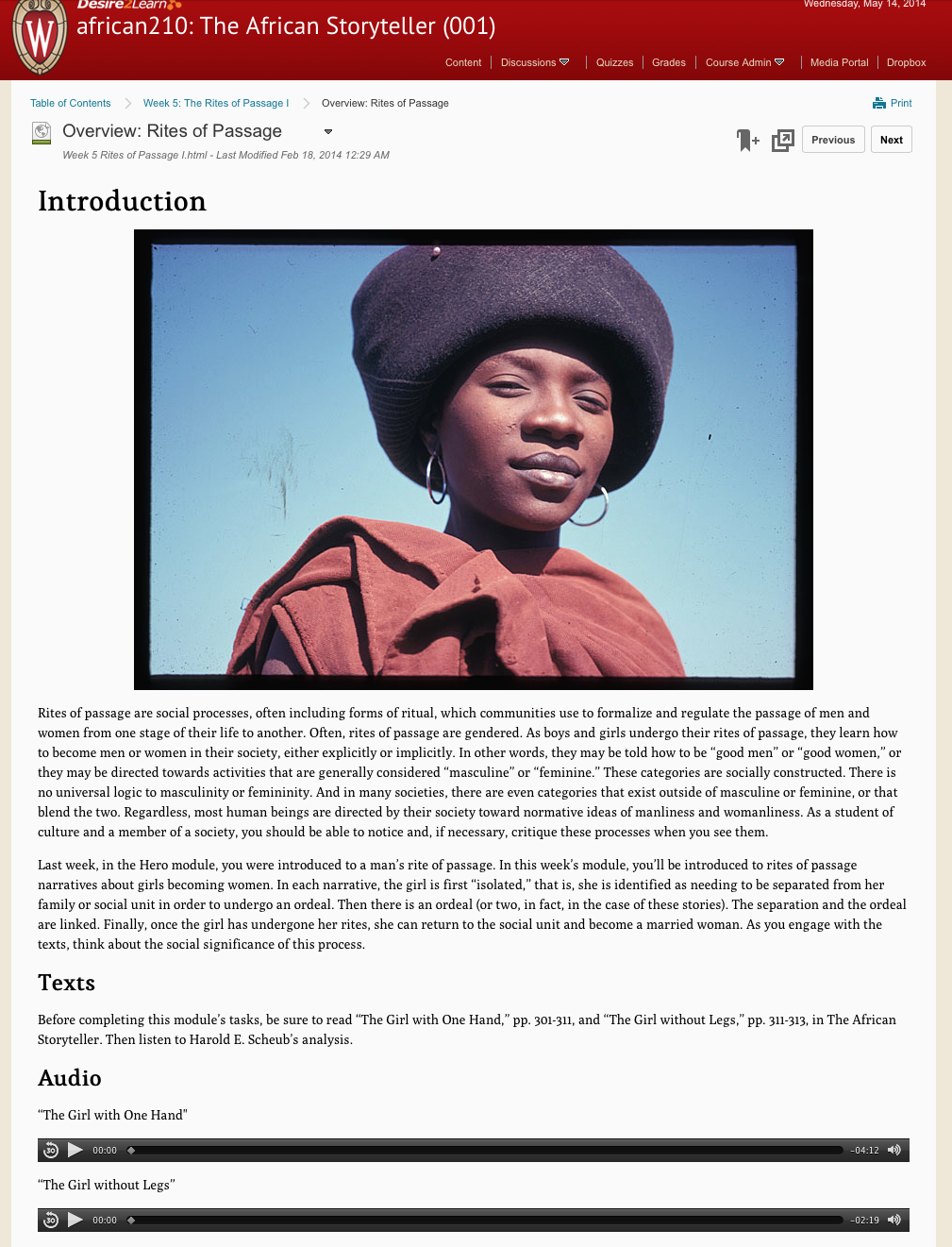 "Watch and Consider" Page