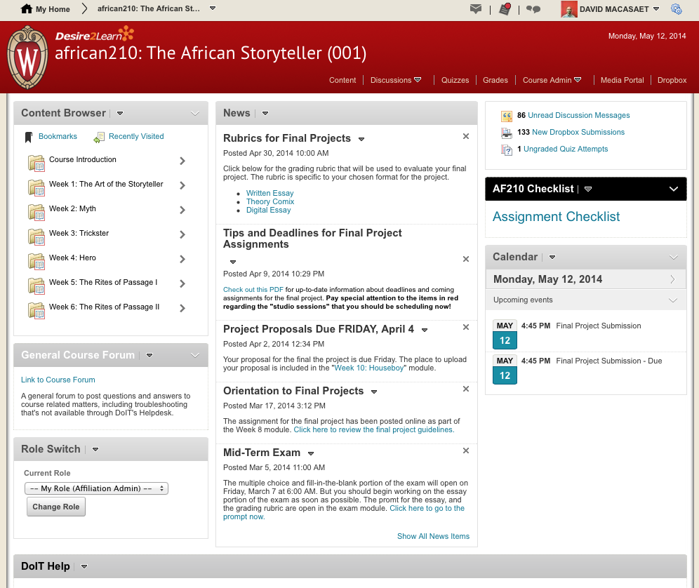 Course Homepage (D2L)