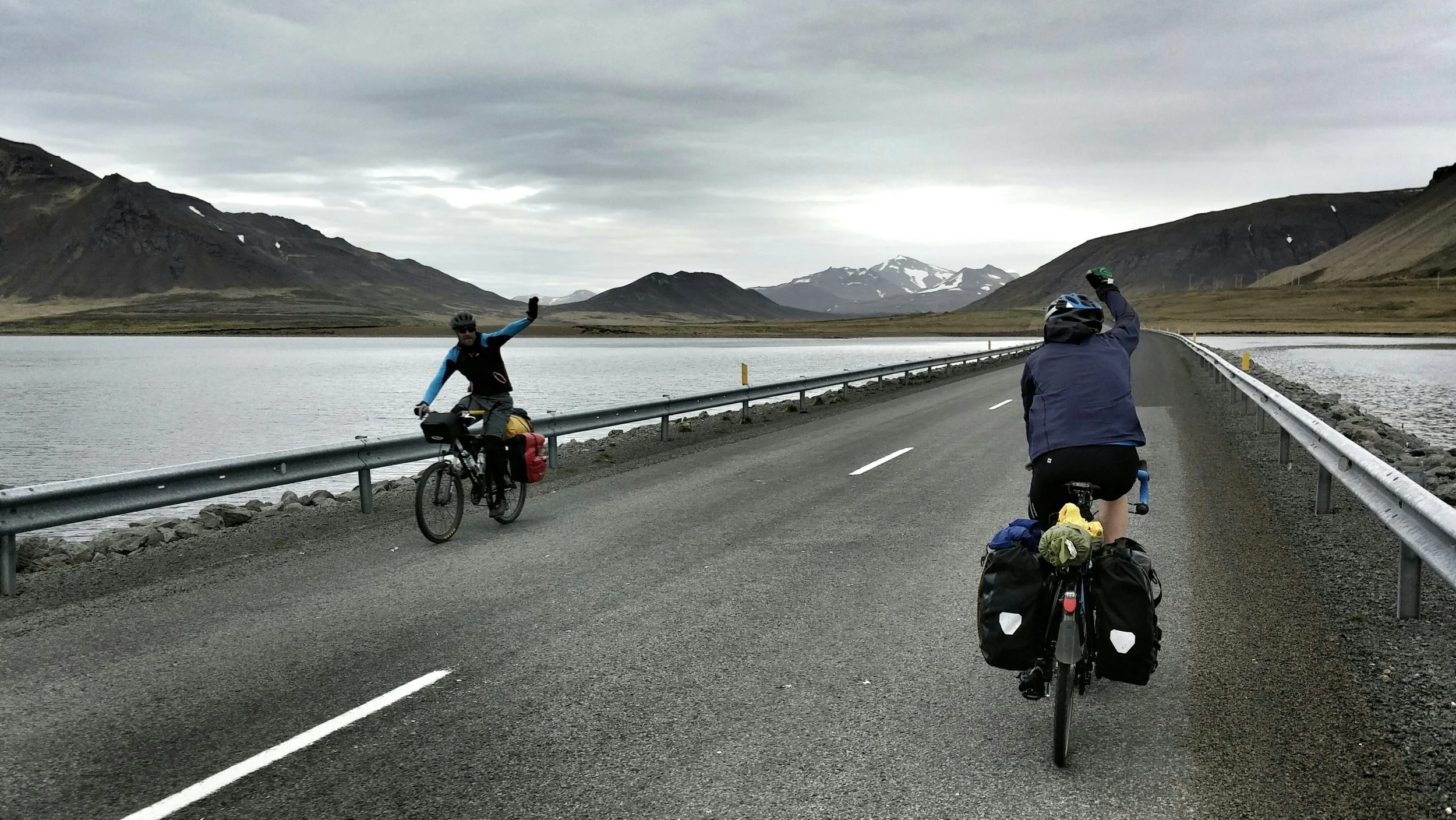 It's always exciting passing fellow cyclists. There is a common bond that we share because we experience the same intimate sensations of slowly crossing various landscapes, feeling the weather, and pushing our physical limits. The friendly wave encapsulates our shared passion for cycle travel.