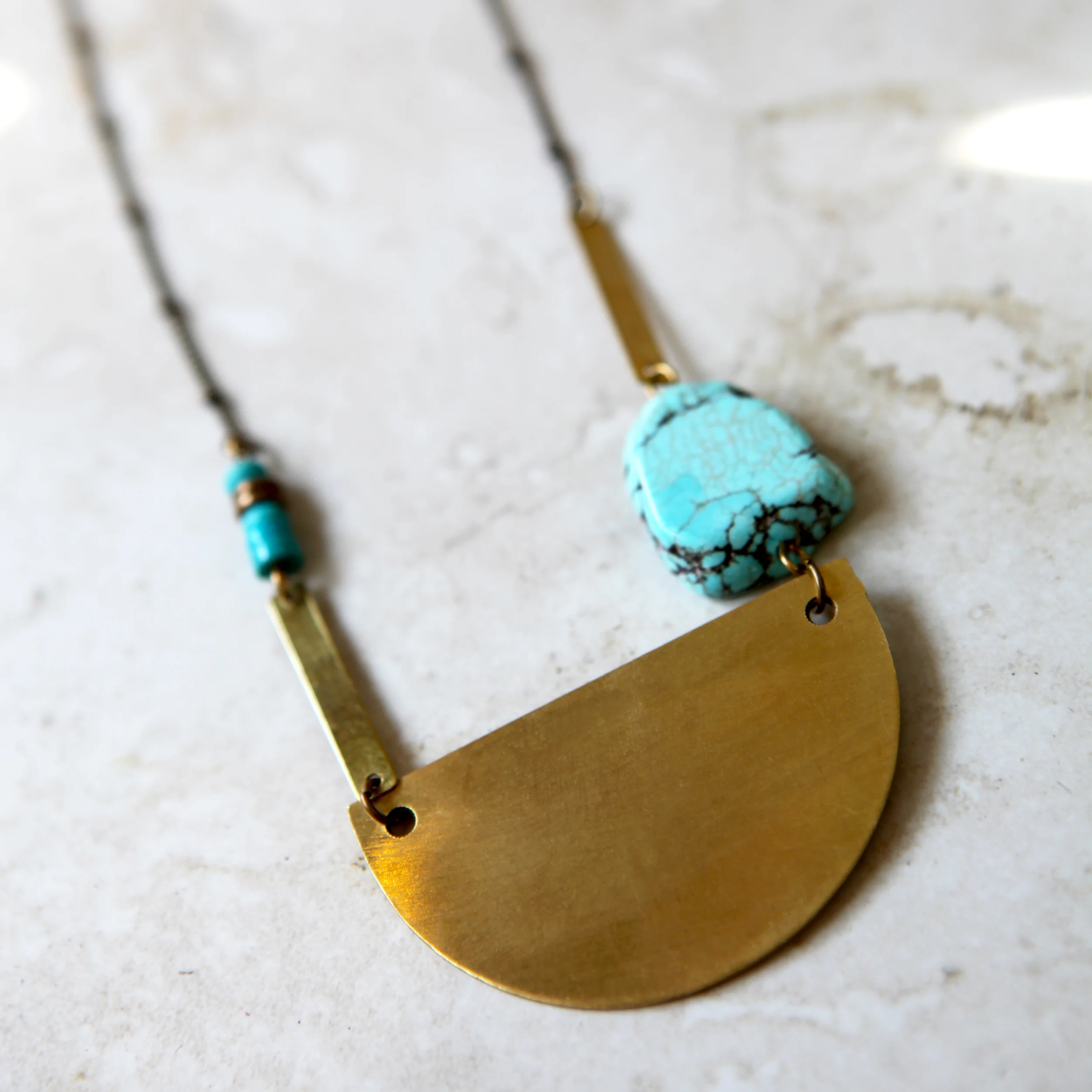 Metal Half Moon Turquoise Necklace -- $32.00.