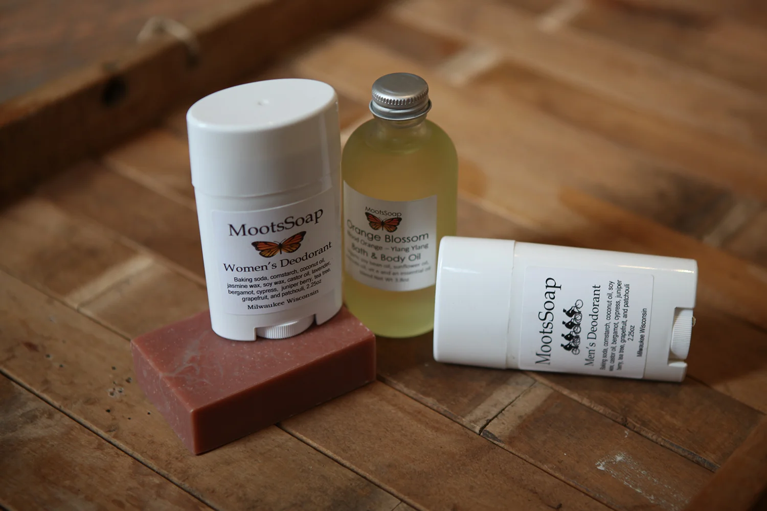 Men and Women's Deodorant, $8. Orange Blossom Bath and Body Oil, $12.