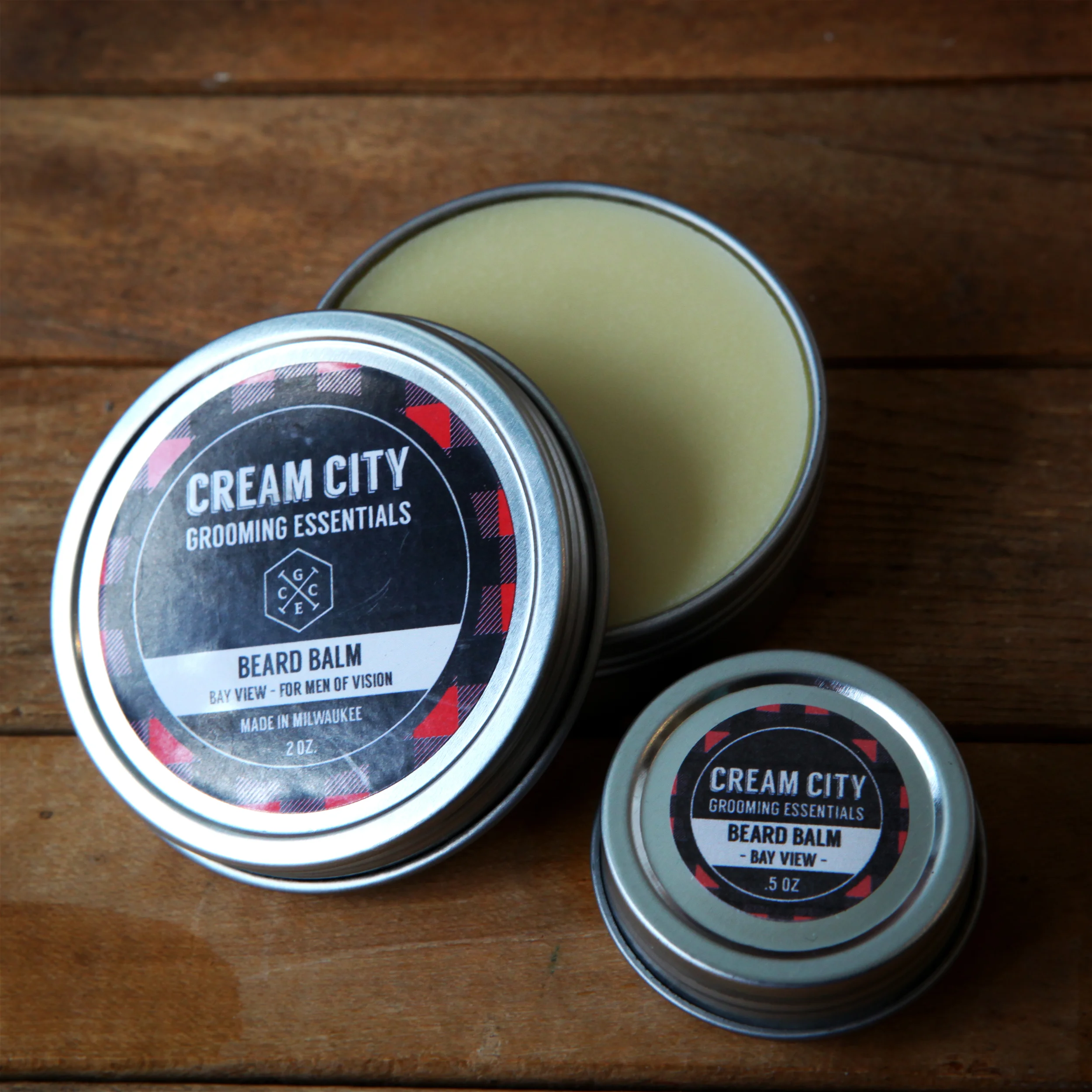Beard Balm - Bay View - For Men of Vision $15/ 2oz tin, $6.50/ .5oz tin.