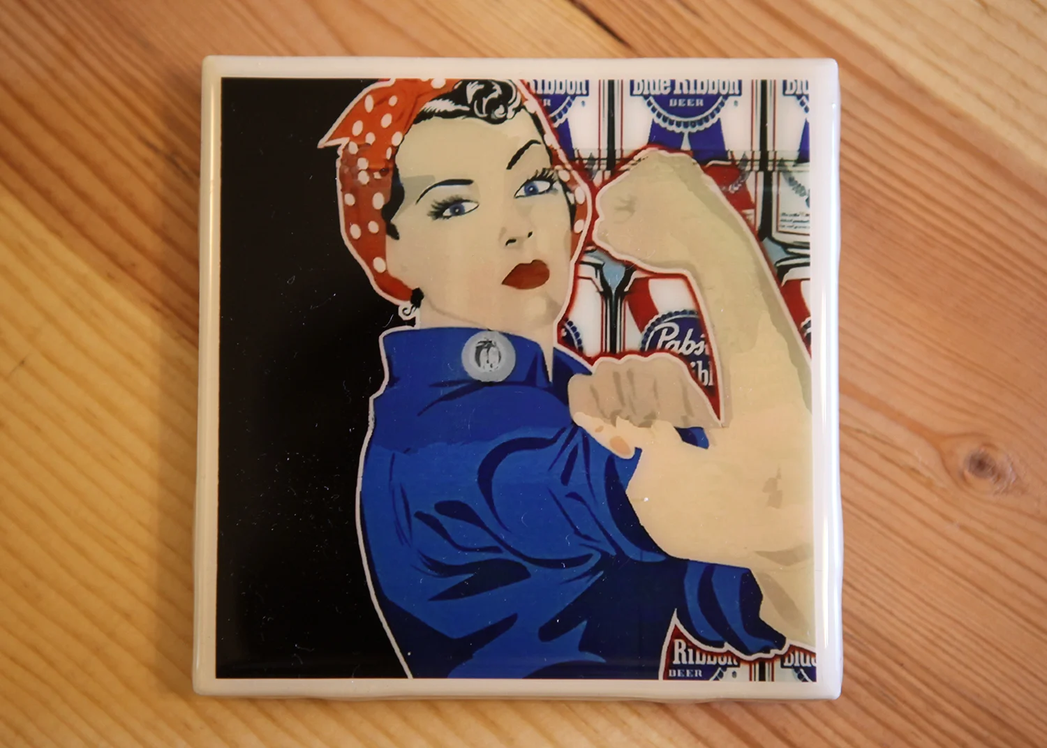 'We can do it' tile coaster, $10.