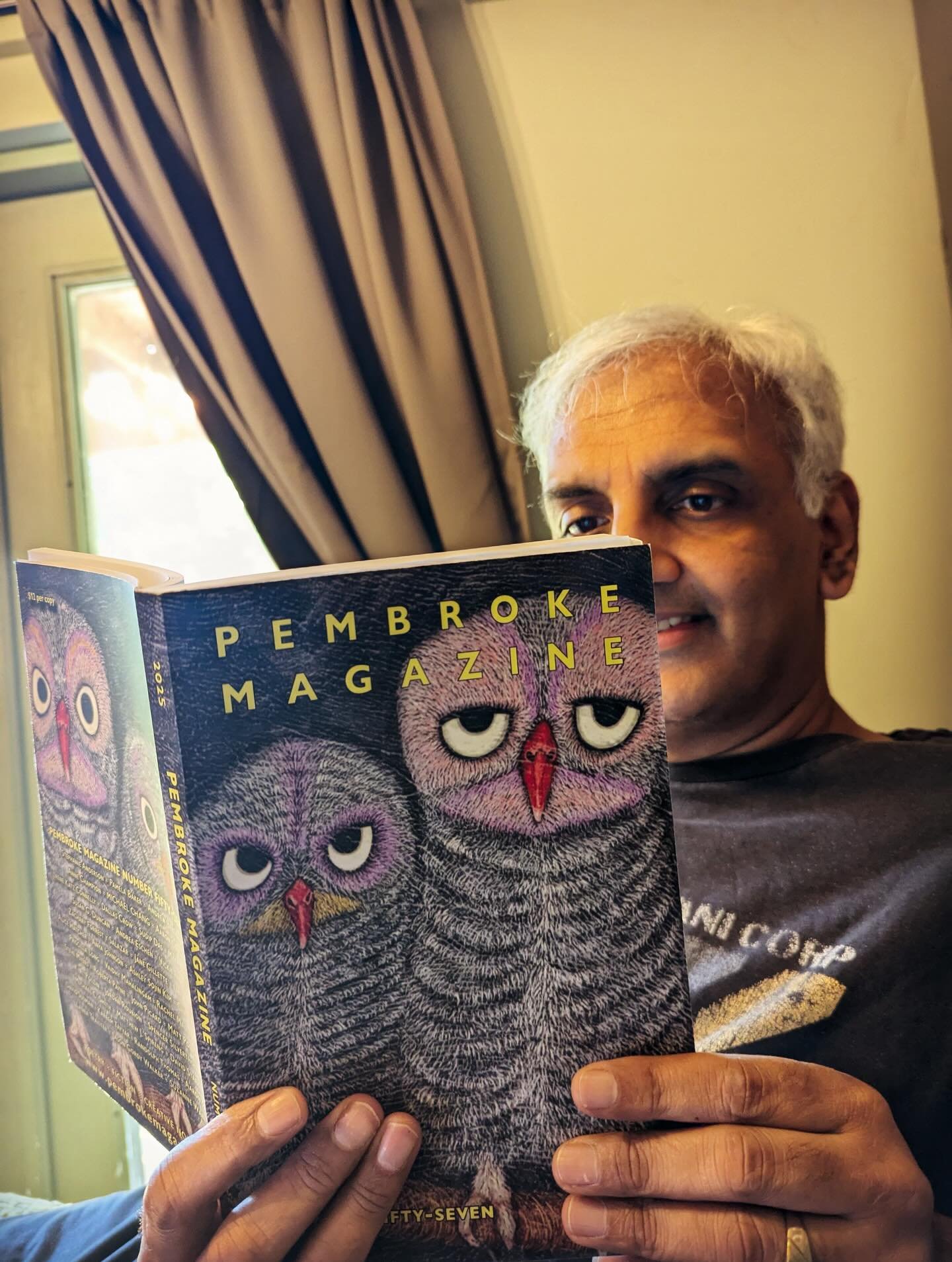Issue 57 contributor Vaidhy Mahalingam (fiction, &ldquo;Ami Dhariya&rsquo;s Power Drill&rdquo;). &ldquo;The air hangs heavy; there is no breeze to stir the blossoms, perched on their slender stalks. Ami takes this all in, along with the buzz of two C