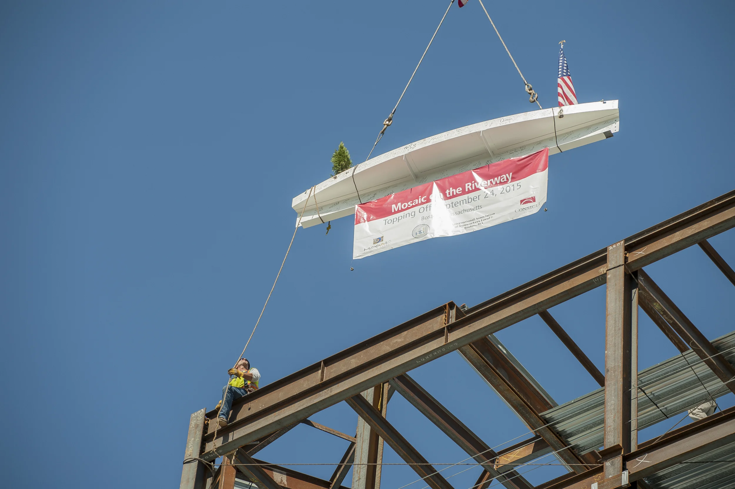 Mosaic on the Riverway Now Selling, Topping Off Celebration