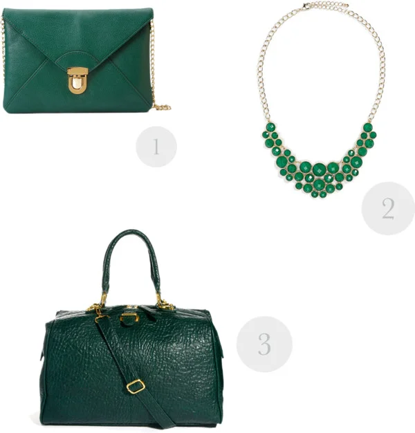 1. Classic Faux Leather Crossbody Forever 21 2. Devan Statement Necklace Nordstrom 3. Handbag from ASOS