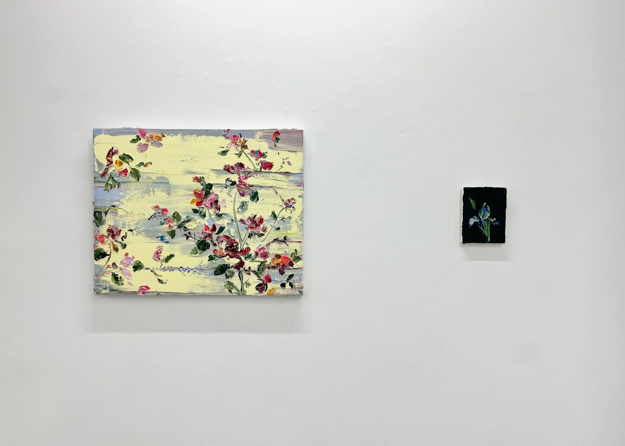  Left:  For Toko , oil on panel, 2026, 24×30in  Right:   The Sea Violet,   oil on panel, 2026, 5×7in 