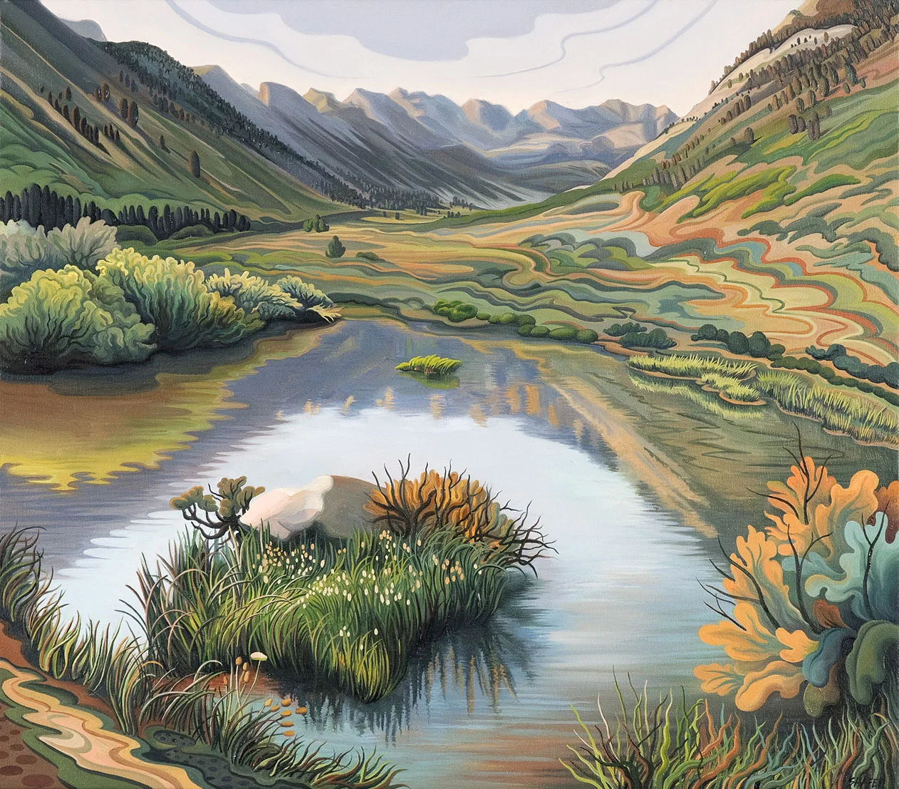 Phyllis Shafer, "Lamoille Canyon Beaver Pond" (2011), oil on canvas, 22 × 25 inches