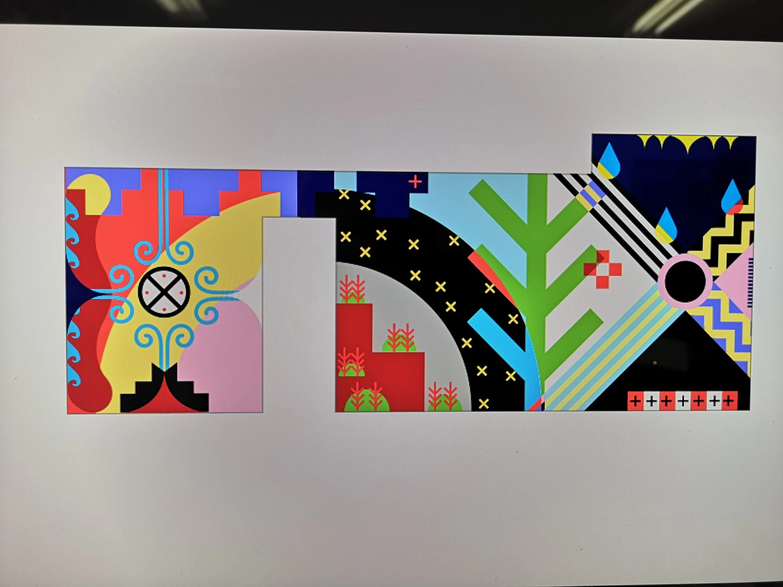 Mock up for APUKNAJIT 1908 2019 Gallery Napa, Rovaniemi, Lapland, Finland Materials: Acylic paint on wall Dimensions: 25’x9’
