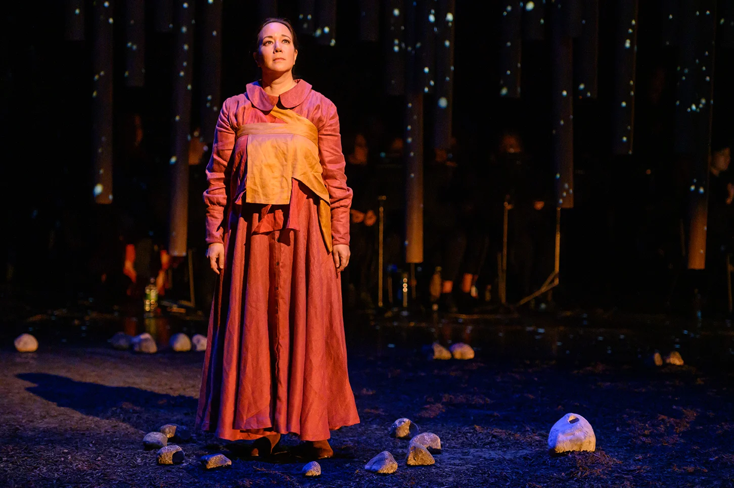 Shanawdithit Opera, 2019 Materials: Printed Polysilk elements as part of Shanawdithit production Photo: Tapestry Opera Installation commissioned by Tapestry Opera and Opera on the Avalon Performed at Joey and Toby Tanenbaum Opera Centre in Toronto, ON and the Arts and Culture Centre, St.John’s, NL