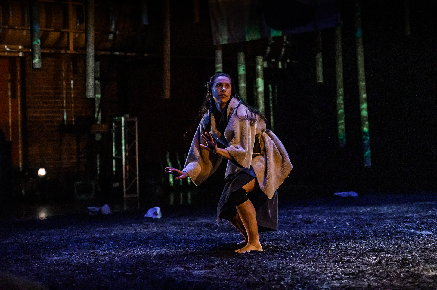 Shanawdithit Opera, 2019 Materials: Printed Polysilk elements as part of Shanawdithit production Photo: Tapestry Opera Installation commissioned by Tapestry Opera and Opera on the Avalon Performed at Joey and Toby Tanenbaum Opera Centre in Toronto, ON and the Arts and Culture Centre, St.John’s, NL
