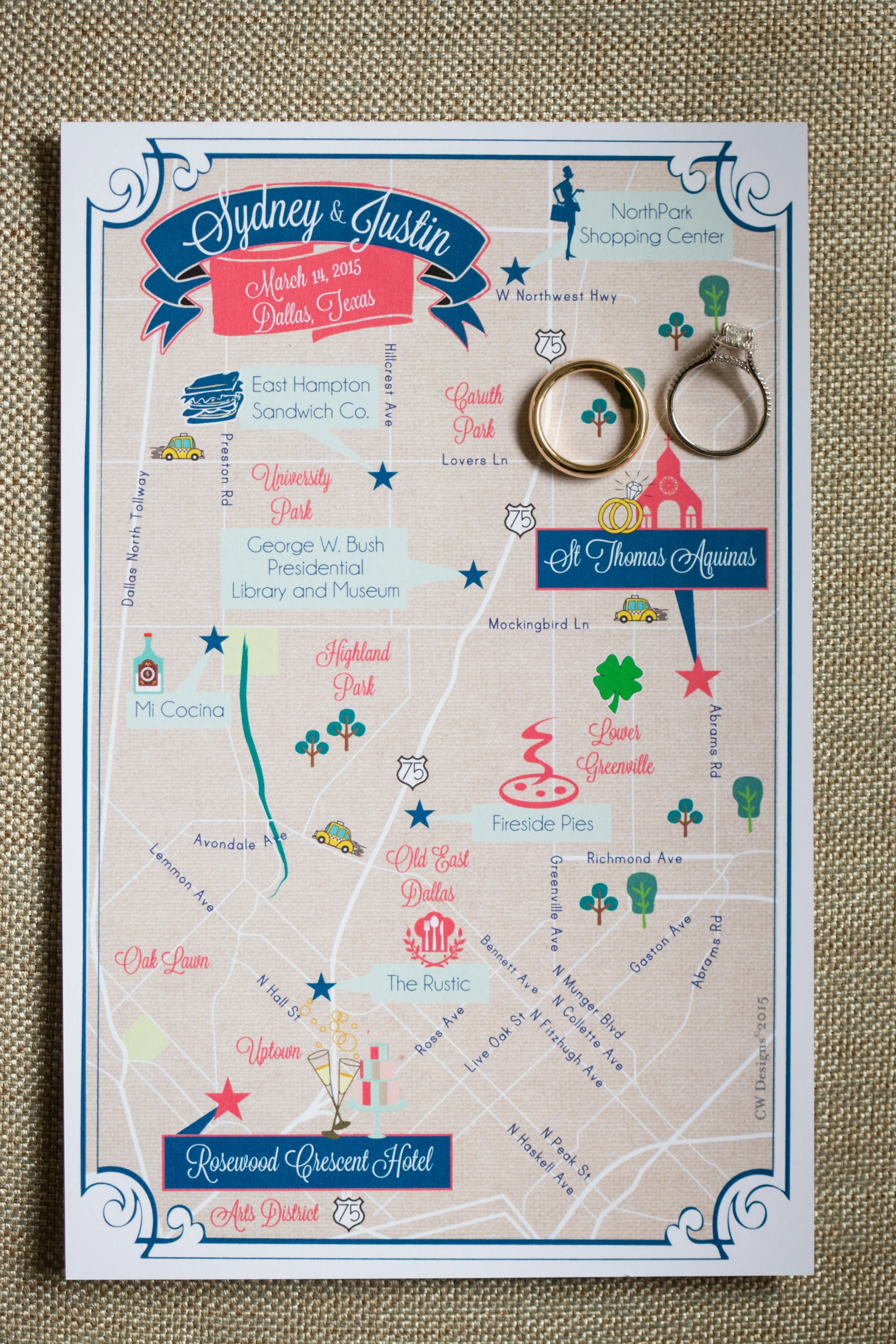 Graphic Design CW Designs Custom Wedding Maps Invitations Save the Dates Wedding